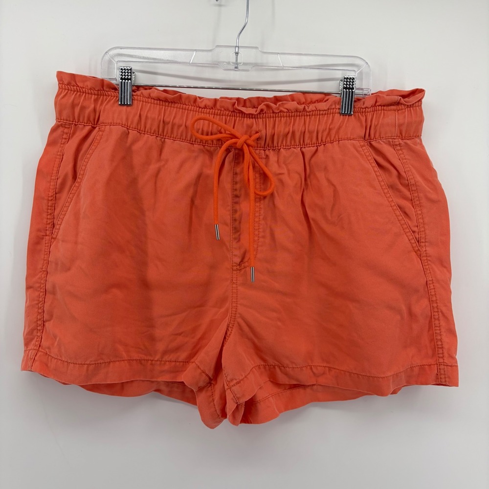 LOFT Womens XL Coral Orange Lyocell Paperbag Waist Drawstring Casual Shorts